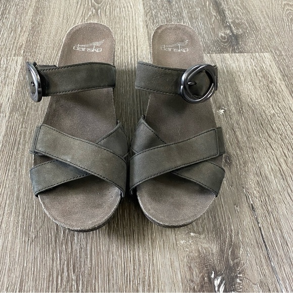 Dansko Susie Grey Wedge Nubuck Leather Slide Sandals Size 39 - Picture 8 of 8